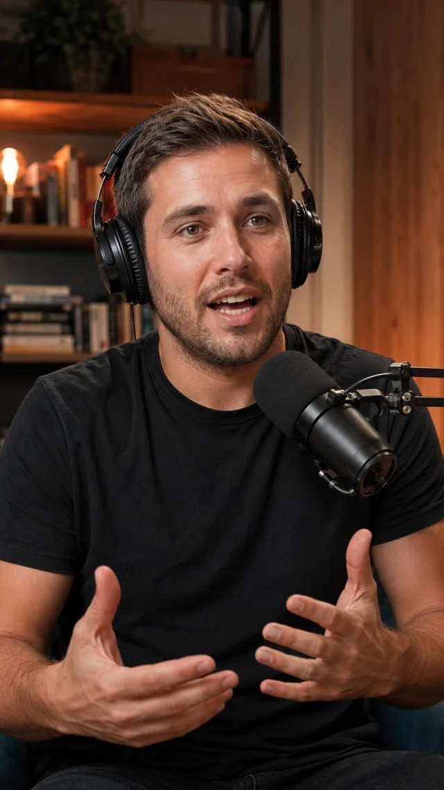 Campaign concept: a podcast host talking into a microphone